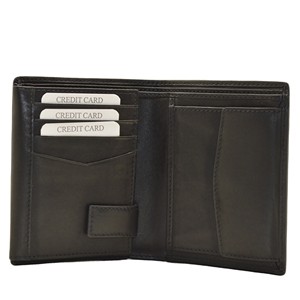 <b>Men's</b> Genuine Leather Bifold <b>Wallet</b> RFID Blocking Short Length Fold Closure Minimalist Style <b>Black</b> - Product Image 6