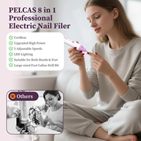 PELCAS Perceuse à ongles électrique professionnelle sans fil portable rechargeable par USB Polisseuse à ongles Perceuse à ongles électrique