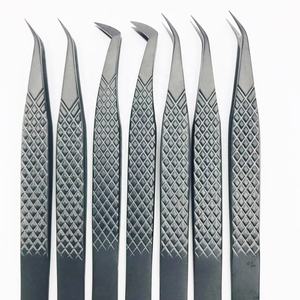 Ensemble de pincettes à cils noirs prix de gros pince à cils en acier inoxydable durable de qualité chirurgicale fond d'impression NOMEX - Product Image 4