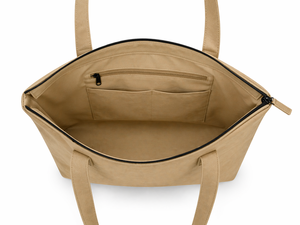 300GSM Khaki Solid <b>Canvas</b> <b>Tote</b> Bag Large Capacity Eco Friendly Reusable Shopping Bag Custom Logo Zip Closure Heavy Duty - Product Image 5