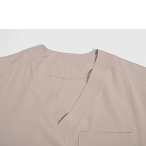 Ensemble de tenue médicale pour homme, noir, haut à col en V avec pantalon à poches, en tissu polyester extensible, détection d'aiguilles - Product Image 4