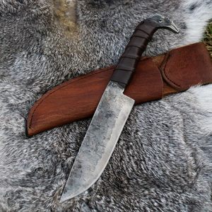 Couteau à pointe de lance Viking fait main avec visée en forme de corbeau, manche en cuir, acier à haute teneur en carbone de qualité industrielle, objet de collection - Product Image 5