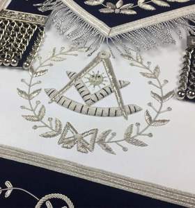 Delantal Masónico Azul de Maestro Masón, Bordado, Regalia Masónica, Accesorio Ceremonial para Francmasones - Product Image 2