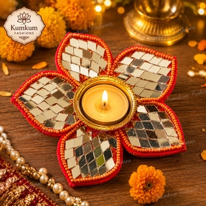 Hot Selling Indian Handmade Eco-friendly <b>Mirror</b> Lotus Tealight Candle Holder Temple Decor Diwali Home Decor Wedding Christmas - Product Image 2