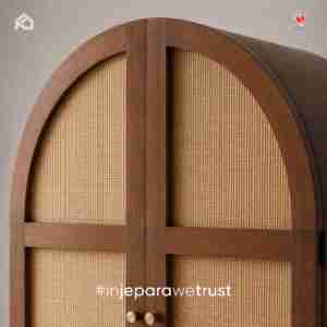 Armario de Madera de Teca Sólida de Lujo con Ratán, Hecho a Mano en Jepara, Tamaño Personalizado, Mueble de Almacenamiento para Dormitorio, Hogar, Hotel o Villa - Product Image 2