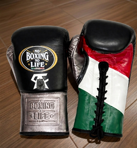 น็อคกิ้ง โน ไลฟ์ โปร ถุงมือชกมวย MMA สไตล์เม็กซิกัน แบบผูกเชือก สำหรับทุกเพศ ทำจากหนังแท้ กันลื่น ระบายความชื้น สีแดง/เขียว/น้ำเงิน - Product Image 6