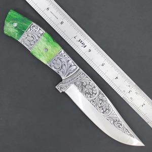 Cuchillo de Hoja Fija de Acero D2 Personalizado, Grabado a Mano, Punta Caída, para Supervivencia al Aire Libre, Caza y Desollado, con Funda - Product Image 6