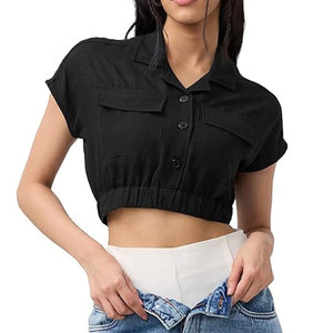 Tops Cortos Casuales de Primavera/Verano para Mujer - Tops Deportivos Transpirables con Logotipo Personalizado, Pedidos al por Mayor - Product Image 1