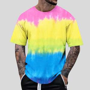 Vente en gros OEM directe de t-shirts tie-dye pour hommes, col rond, 100% coton, taille plus, coupe ample, t-shirt d'été confortable - Product Image 6
