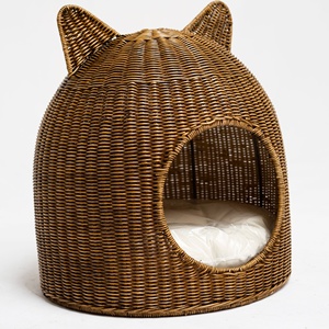 Casa para mascotas de ratán sostenible, cama económica para perros, jaula, camas tejidas para gatos, cesta para dormir para gatitos - Product Image 1