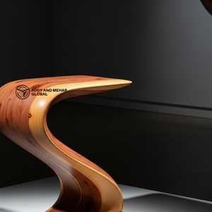 Modern Curved Wooden Side <b>Table</b> Ottoman Sculptural S-Shape Wood Accent <b>Table</b> Contemporary Designer End <b>Table</b> for Living Room - Product Image 4