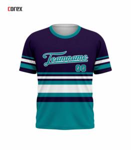 T-shirt Corex Teal uni à manches courtes avec impression du nom de l'équipe, col rond, coupe classique, tricoté formel, 180 grammes - Product Image 1