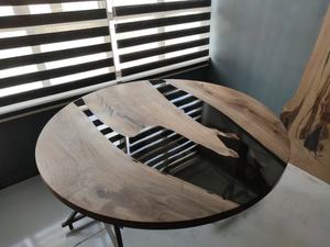 <b>Black</b> Epoxy <b>Table</b> Wooden Accent <b>Table</b> <b>Round</b> <b>Side</b> <b>Table</b> Handmade Furniture Live Edge <b>Table</b> Rustic Modern <b>Table</b> Natural Wood - Product Image 5