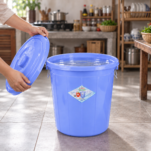 25L Plastic <b>Storage</b> Bucket Lid Side Wire Handles Rice Grain <b>Water</b> Laundry Tools Organizer <b>Container</b> Household B2B Bulk - Product Image 1