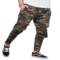Pantalon de jogging pour homme à taille haute élastique, décontracté, en mélange coton-élasthanne, coupe ample, 6 poches cargo, brodé, séchage rapide