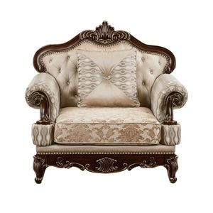 Sedia da Soggiorno di Lusso Tradizionale in Legno Massello con Finitura in Ciliegio e Dettagli Dorati, Arredamento Elegante e Formale - Product Image 2