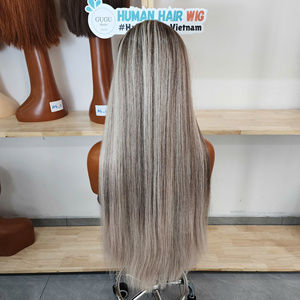 High Quality HD Lace Front <b>Wig</b> 5x5 Vietnamese Virgin Human Hair Glueless Highlight Blonde Color <b>Long</b> for <b>Wigs</b> 400gram 24 inches - Product Image 3