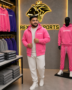REXFITSPORTS 2026 Custom <b>Pink</b> Zip Up Hoodie Unisex Cotton Polyester Fleece Streetwear Full Zip <b>Sweatshirt</b> with Private Logo - Product Image 3