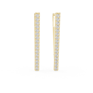 Pendientes de Barra Redondos Minimalistas de Oro Amarillo de 10K con Diamantes, Edición Limitada Especial, Disponibles en 10K, 14K y 18K - Product Image 4