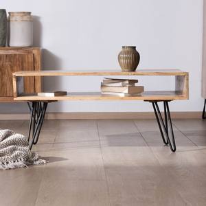 Mesa de centro minimalista Vandana Golden Texture con tablero de acacia y nicho central - Product Image 2