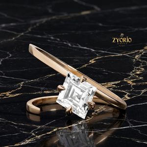 Princess Cut Moissanite <b>Solitaire</b> <b>Ring</b> 925 Sterling <b>Silver</b> Luxury Engagement <b>Ring</b> Classic Fine Jewelry - Product Image 3