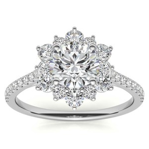Bague en moissanite taille ronde en argent sterling 925 plaqué or blanc, bague de fiançailles, de mariage, de promesse, bijoux de mariée, cadeau d'anniversaire - Product Image 2