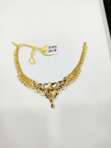 Collier ras du cou en or massif 22 carats pour femme, bijoux de mariage indiens traditionnels, élégants ornements en or pur - Product Image 3