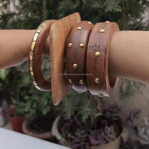 Wholesale <b>Cheap</b> Price High Quality Handmade Religious Durable Wooden Bangle <b>Set</b> for Women and Girls Customized Fashion Jewellery - Product Image 1