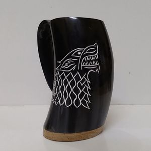 Jarra de Cerveza de Madera Ecológica de Primera Calidad con Diseño de Lobo, Estilo Nórdico, para el Hogar, Bar, Campamento y Eventos Especiales - Product Image 1