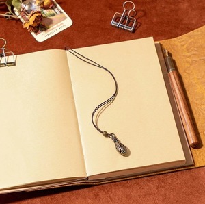 Vintage Printed Embossed Leather Journal with <b>Lock</b> Clasp Handmade Full Grain Spiral Binding Notebook - Product Image 3