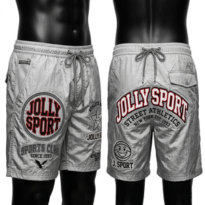 High Quality 200 GSM Poly Spandex Swim <b>Shorts</b> Gray Custom Silicone <b>Patch</b> Printed Logo <b>men's</b> <b>shorts</b> - Product Image 6
