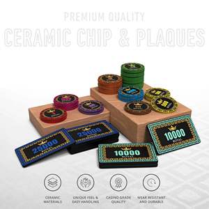 Jetons de poker en céramique Golden Jade 40/45/50 mm et plateau 300/500 pièces 10/20 plaques 10/14/17 g - Product Image 3