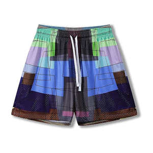 Men's Solid Board Shorts Quick Dry Elastic Waist <b>Mid</b> Waterproof High Street Style Casual Swimwear Polyester Fabric - Product Image 1