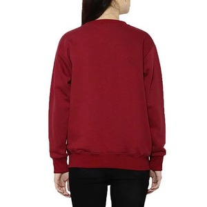 Sudadera de Cuello Redondo para Mujer, 100% Algodón, Color Rojo Sólido, Corte Regular, Transpirable, Tejido de Punto, para Otoño - Product Image 2