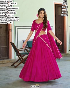 Vintage Pink Traditional Ethnic <b>Lehenga</b> Choli for Women Floor-Length Party Wear with Sun Protection - Product Image 1