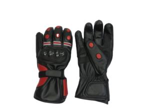 Gants de moto d'hiver pour homme et femme, en cuir de chèvre noir et rouge, avec protections des doigts - Product Image 2