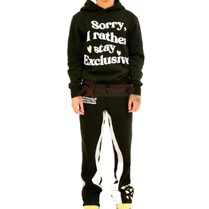 ชุดวอร์มผ้าฝ้ายกันลมสำหรับผู้ชายชุดวอร์มผ้าเฟรนช์เทอร์รี่โอเวอร์ไซส์สองชิ้น100% - Product Image 5