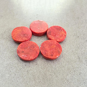 Coral Rojo Natural en Forma de Moneda, Cabujón Redondo, Parte Posterior Plana, Calibrado, Pulido, 5mm, Gema Suelta de Rajastán - Product Image 2