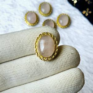 Connecteur de Breloque Cabochon Ovale Naturel en Laiton Massif Plaqué Or 15x20mm, Composants de Bijoux Perlés - Product Image 4