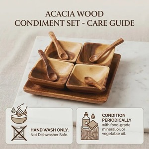 Indian Manufacture Luxury Wooden <b>Serving</b> Tray with Bowls and Spoons Complete Dining <b>Set</b> for Home Available for Bulk Quantity - Product Image 1