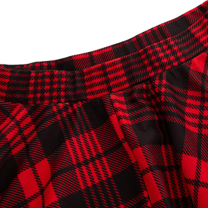 Jupe asymétrique de luxe pour femme, rouge et noire unie, taille élastique, longueur genou, imprimée, en polyester tissé doux, toutes saisons - Product Image 5