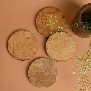 Elegant Luxury Wooden <b>Coasters</b> <b>Set</b> with Vintage Style Durable Wrought Iron Holder Eco-Friendly Handmade - Product Image 1