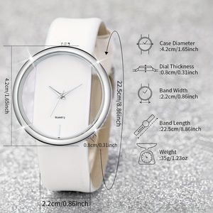 192025 Pcs/set Women's Casual Fashion Quartz <b>Watch</b> Analog PU Leather Wrist <b>Watch</b> & Butterfly Faux <b>Pearl</b> Bracelet - Product Image 4