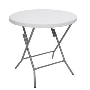 Tavolo Pieghevole Rotondo da 32 Pollici in HDPE Bianco, Arredo Utilitario per Esterni, Giardino, Fattoria, Centro Commerciale, Palestra, Camera da Letto, Uso Esterno - Product Image 5