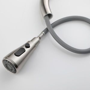 Rubinetto da cucina monocomando ad arco alto estraibile in acciaio inossidabile lucido, con doccetta estraibile, design a livello singolo, stampa gratuita - Product Image 6