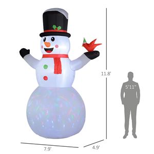 Pupazzo di Neve Gonfiabile Gigante da 3,6 Metri con Luci LED Rotanti, Decorazione Natalizia Gonfiabile per Interni ed Esterni - Product Image 3