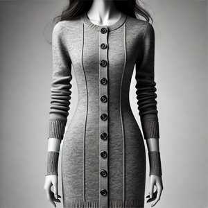 Cardigan en tricot gris clair pour femme, col en V, manches longues, broderie florale, style doux, haut de printemps - Product Image 4