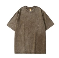 Camiseta de Manga Corta para Hombre, Estilo Acid Wash, Corte Holgado, Transpirable, de Algodón Jersey, con Diseño Liso