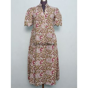 Vestido midi vintage al por mayor para mujer, vestido largo de algodón de manga corta con cinturón, vestido maxi elegante para mujer - Product Image 3