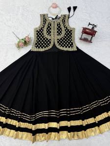 Designer Black Lehenga Choli with Heavy Embroidered <b>Jacket</b> Wedding Party Wear Ethnic <b>Bridal</b> Lehenga Set for Women - Product Image 5